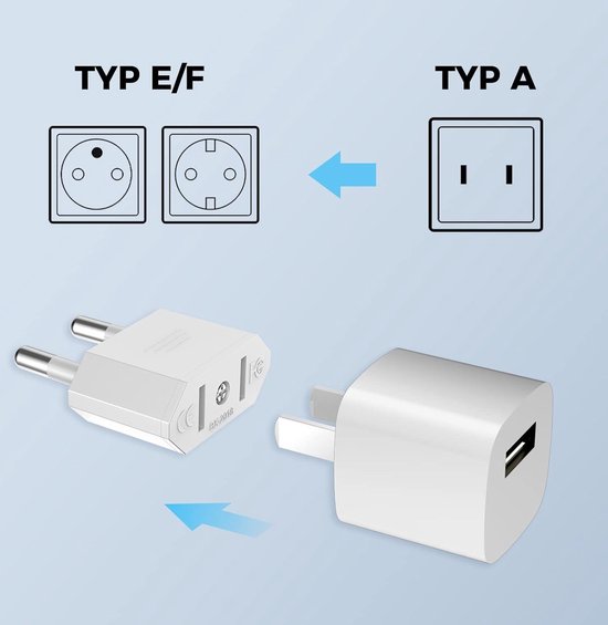 Oliveria 4 stuks reisadapters, EU naar US adapter, adapterstekker USA Duitsland stekker, reisstekker EU naar VS Duitsland/Europese stekker Amerika/Canada/Mexico converter voor apparaten met