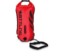 BTTLNS zwemboei voor openwaterzwemmen - Zwem boei met drybag - Goede zichtbaarheid - Dubbel gelaagd nylon - 28 liter - Poseidon 2.0 - Rood