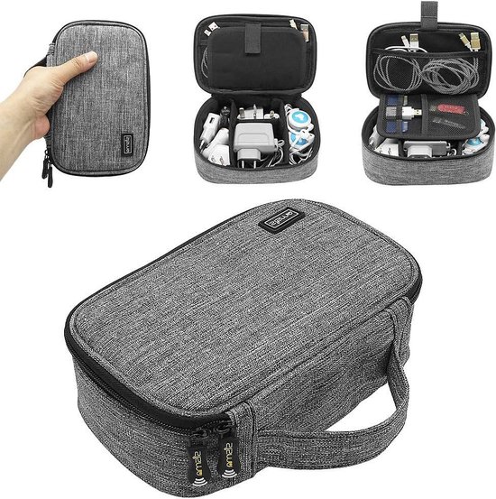 Lacdo Elektronische Kabeltasche Storage Organizer Hülle für MacBook Pro Air MagSafe/MagSafe 2 Ladekabel, iPhone 13/13 Pro Ladegerät, USB-C/Typ-C Datenkabel, Kopfhörer, USB-Kabel Zubehörtasche, Schwarz