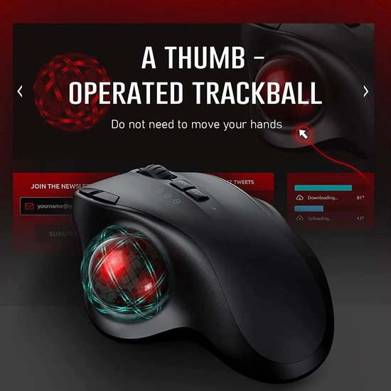 Trackball Controller Android Ergonomische Trackball Draadloze Muis - Oplaadbare Bluetooth 2.4G USB ...
