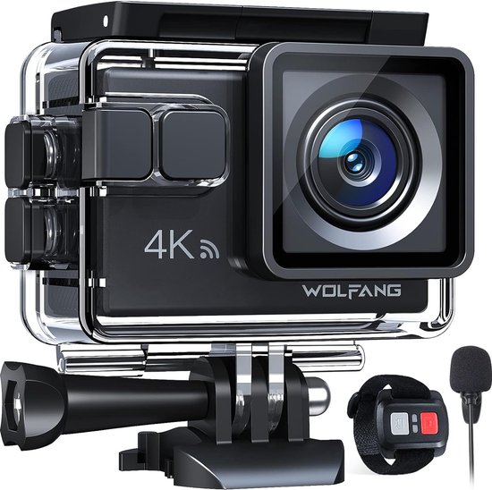 Baobylon Mini-wifi-actiecamera, 1080P, waterdicht tot 30 m, handsfree POV, kan overal worden bevestigd (op de 360° helm op de motorfiets, fiets, als bodycam), met multifunctionele accessoires