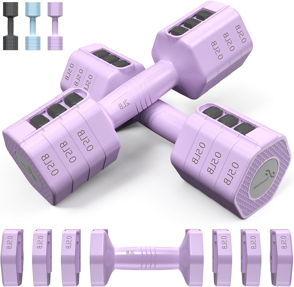 Verstelbare korte halters set van 2 - 45 kg krachttraining - Halters 1 paar 09 - 45 kg per stuk