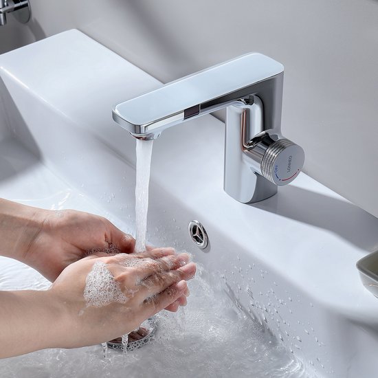 Sensorkraan wit handenvrije sensor kraan moderne hygiënische wastafelkraan wit 250MM