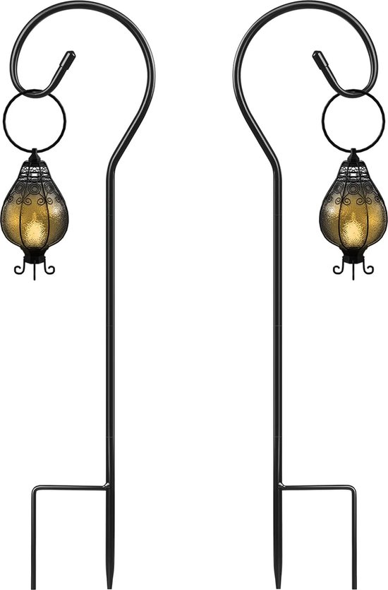 Dproptel 4 Verpakkingen Herdershaaken, 120cm/47 Inch Metalen Tuinstok Met Tuinhaken Voor Zonne Verlichting Lantaarns Kerstverlichting Bruiloften Plantenmanden Bloemenbal Zwart 2275650334