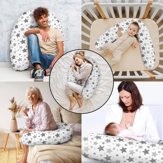 Zwangerschapskussen XXL lichaamskussen - ondersteuningskussen borstvoedingskussen - zijslaapkussen met overtrek - kleine babyspullen voor pasgeborenen van $ — afbeelding 2