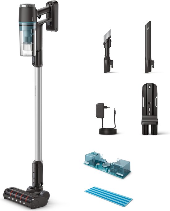 Foto: Philips aqua cordless 3000 series xc3131 01 steelstofzuiger draadloos met dweilfunctie ochtendmist