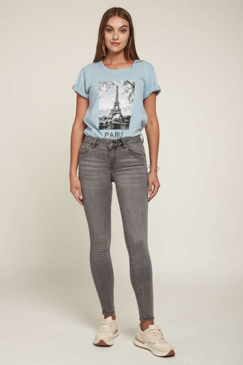 Toxik3 jeans - broek met normale taille skinny fit jog grijs jeans met stretch dames M