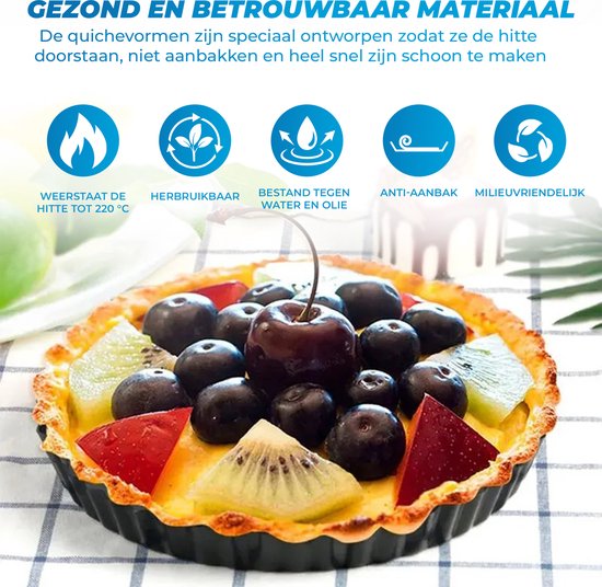 Moule à quiche - Moule à quiche à fond amovible - Moule à pâtisserie - Moule à gâteau - Moule à pâtisserie - 3 tailles - 3 pièces