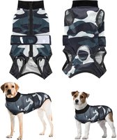 Hondenbodysuit, ademend, zacht eendelig voor honden, met ritssluiting en riem ter bescherming van wonden, E-kraag, alternatief voor huisdieren (camouflage, XL)