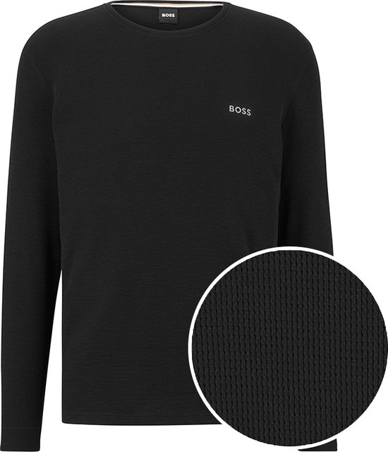 Hugo Boss BOSS O-hals sweatshirt waffle logo zwart II - L