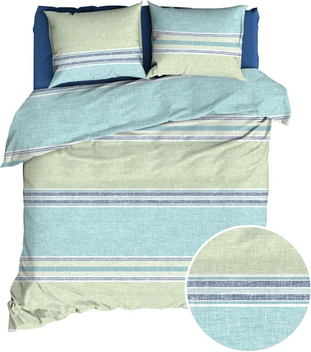 Romanette Alfie Dekbedovertrek - Tweepersoons - 200x200/220 cm - Aqua/Blue