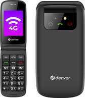 Téléphone portable Denver Seniors 4G - Grandes touches - Bouton SOS - Station de recharge - GSM - SIM Gratuit - Bluetooth - BAS24600L