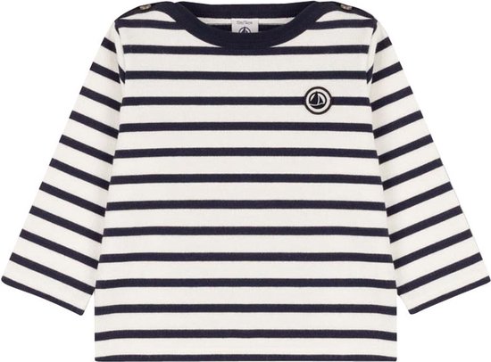 Petit Bateau Tascinant Tops & T-shirts Unisex - Shirt - Blauw/wit gestreept - Maat 86