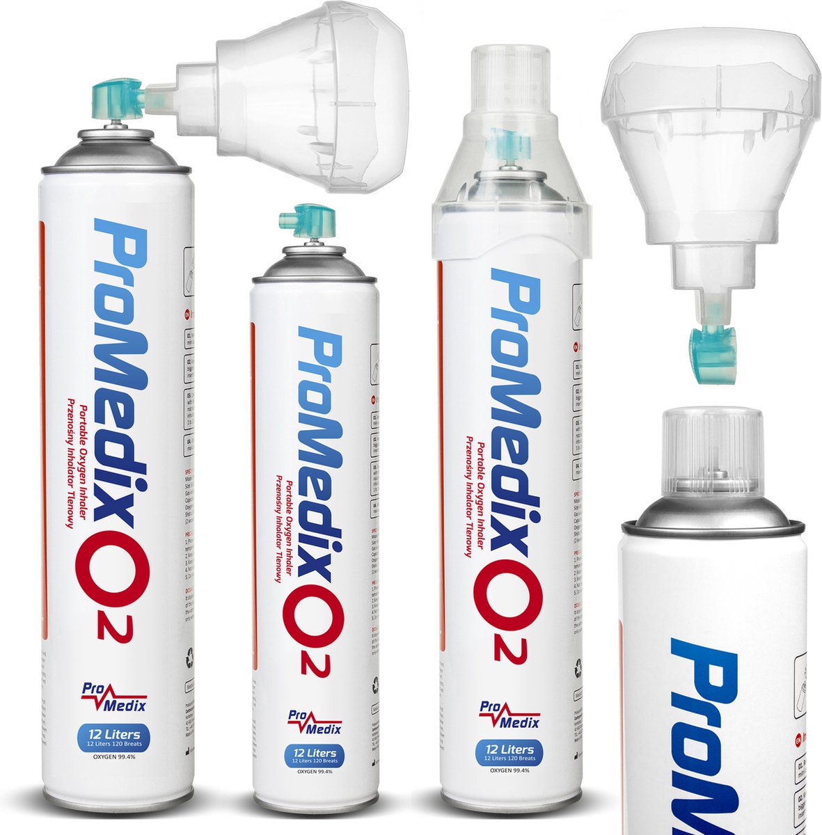 Goedkoopste Promedix - Set van 12 stuks Draagbare zuurstofinhalator in een blik 99,4 O2 12L