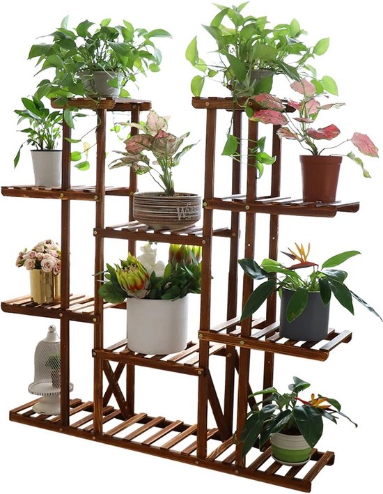 Houten plantenstandaard, set van 3, 3 maten, ronde houten plantenkruk, bloempot kleine plantenhouder, displaystandaard, voetstukstandaard, decoratieve kleine plantenstandaard voor binnen, huis