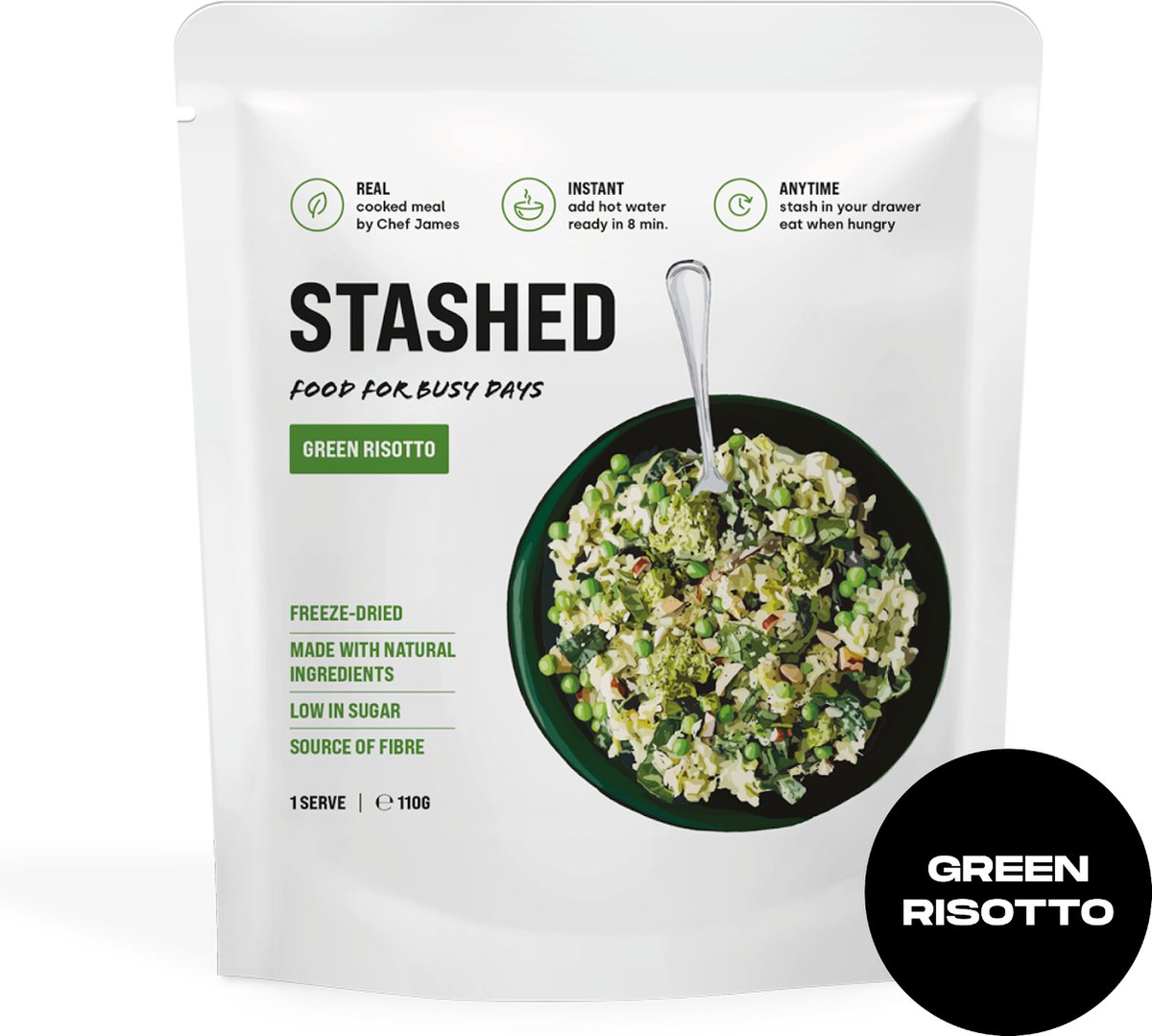 Goedkoopste Stashed Groene Risotto - Vegetarische Maaltijd - Maaltijdvervanger - Adventure food - Instant Bereiding - Geen Conserveermiddelen - Vriesdroogmaaltijd - Eenpersoonsmaaltijd