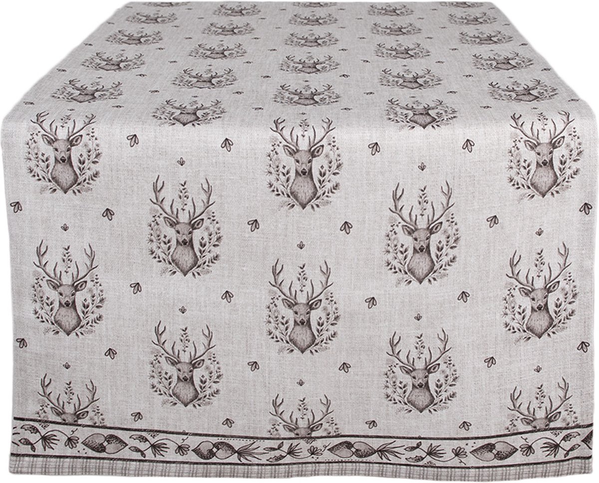 Clayre & Eef Tafelloper 50x140 cm Beige Katoen Hert