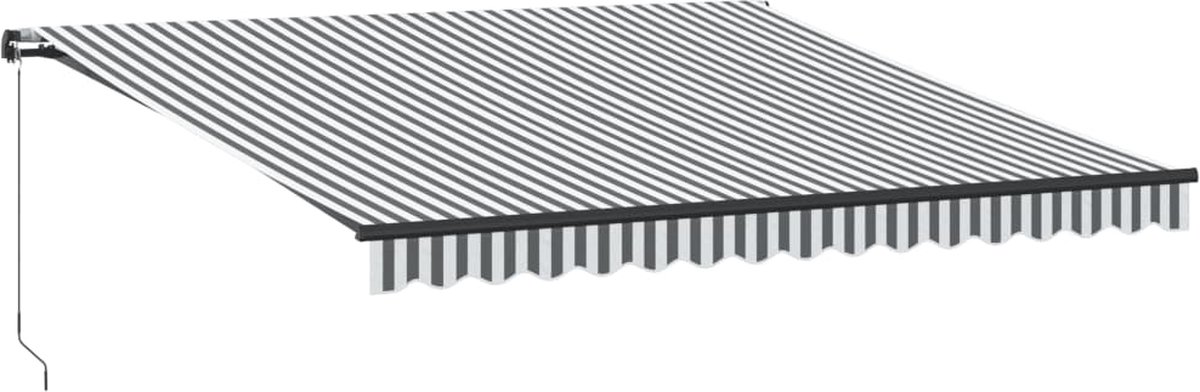 VidaXL Luifel handmatig uittrekbaar 400x300 cm antracietkleurig en wit