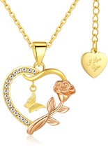 Malinsi® Ketting Dames RoseFly - Gold Plated RVS - Kettingen met hanger - Cadeau vrouw