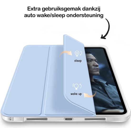 Mobiq Tablet Hoes Air 11 - geschikt voor iPad Air 11 inch (2024) M2 - Clear Back Trifold Bookcase Hoesje