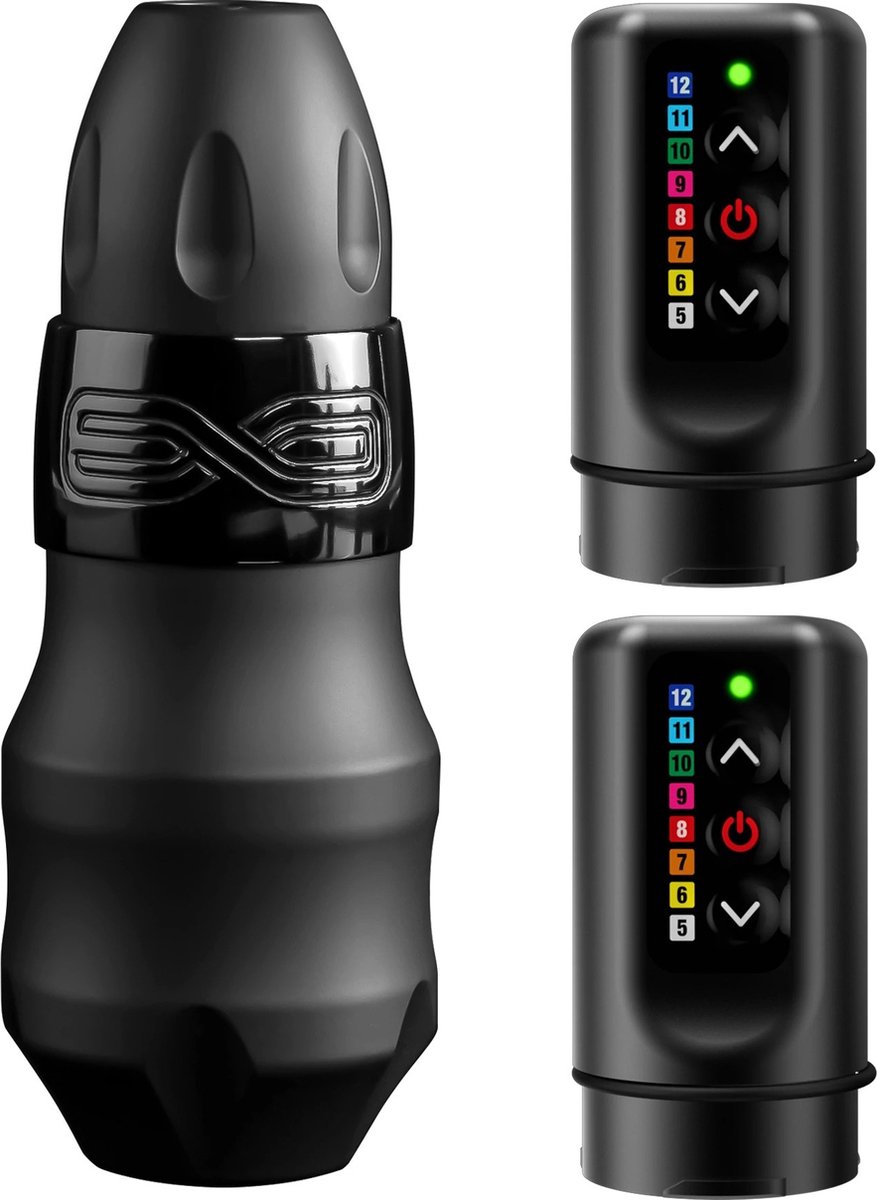 FK Irons Spektra Exo Black Ops 3.2 MM Incl. 2x Extra Powerbolt Accu | Premium Professionele Tattoo Machine | Draadloze Tatoeage Pen | Wireless | PMU Gun | Zelf Tatoeëren Kit | Cartridges | Naalden | Beginner & Gevorderden Set 1RL | 3RL | 7RL