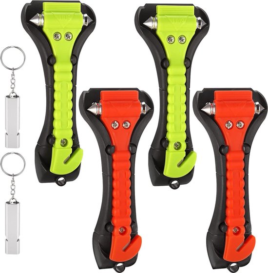 Marteau Brise-vitre Et Coupe-ceinture 2 En 1 - Accessoire De Sécurité Pour Voiture (rouge) - Emergency Car Escape Tool - 4