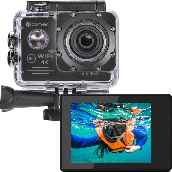 Foto: Denver action camera 4k 20mp foto video waterdicht 40m wifi 120 60 30 fps incl accessoires ack8064