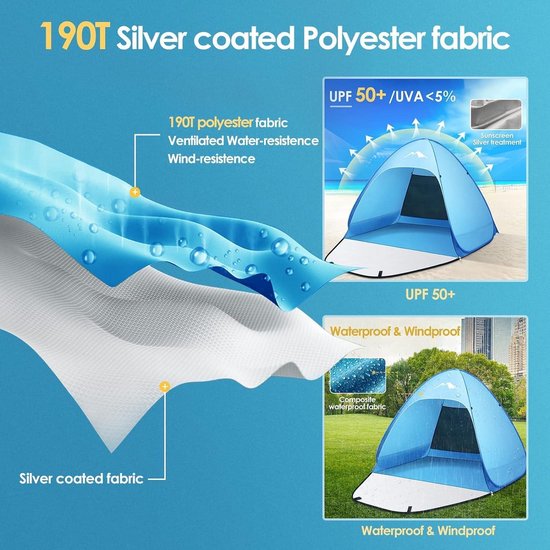 Strandtent 2 seconden maat S-L draagbaar en licht UV-bescherming - tuin barbecue wandelen van Quechua — afbeelding 5