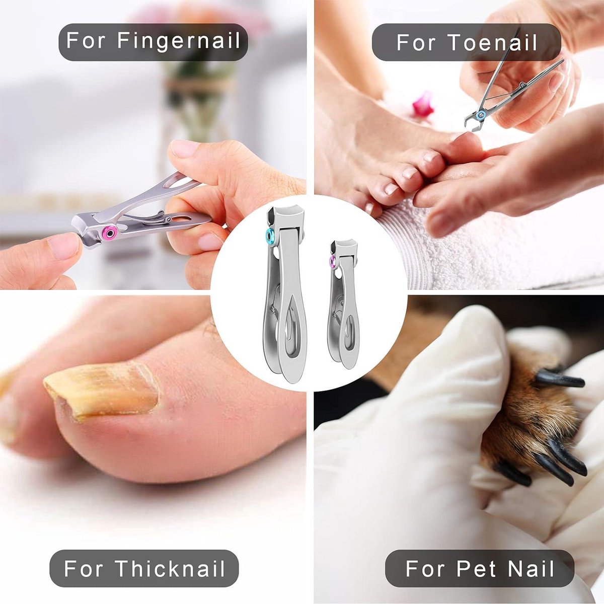 Kit De 5 Coupe-ongles Professionnels – Pour Ongles épais – Marque GJNL – Longueur 8 Cm – Neuf
