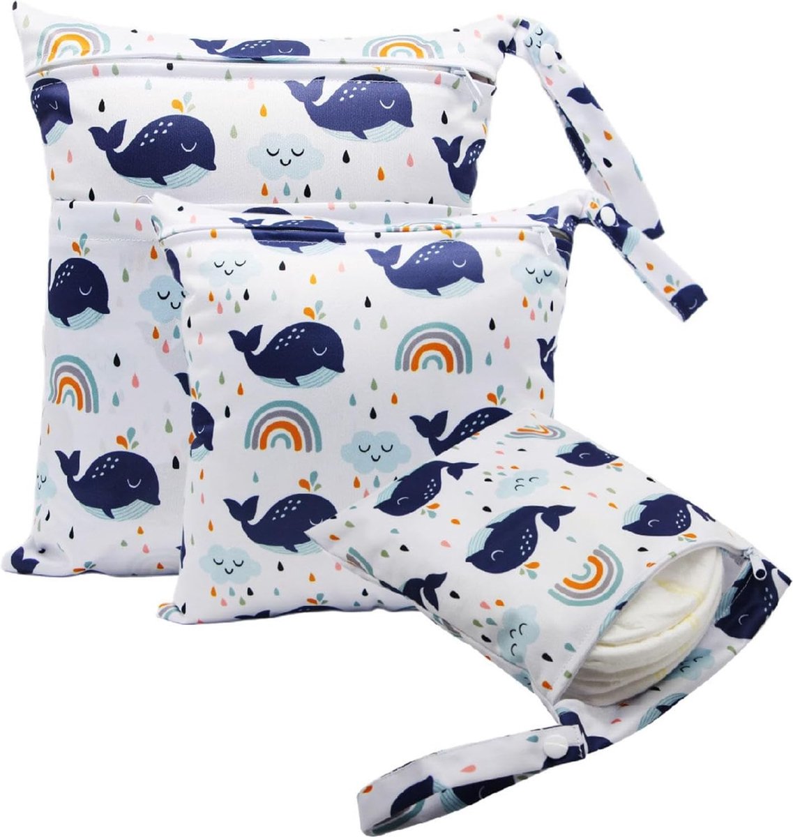 Image of 3 stuks wetbags, wetbag, kleuterschool, natte tas, luiertas voor onderweg, herbruikbaar, waterdicht, met ritssluiting, voor zwemmen, kamperen, reizen, fitness, strand