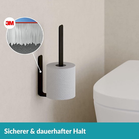 WC-reserverolhouder - toiletpapierhouder zonder boren - roestvrij staal - zelfklevend - zwart Toilet Paper Holder van Merkloos — afbeelding 5