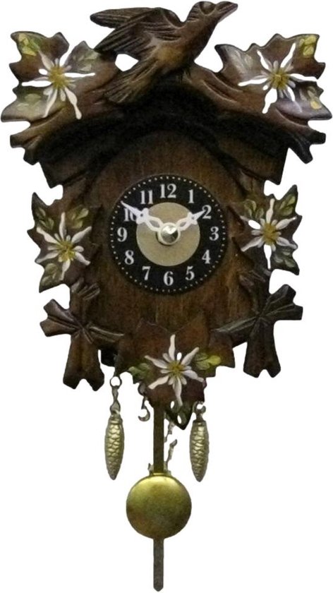 Antieke houtsnijwerk koekoeksklok/wandklok/klok hout met hert en 3 gewichten - Wandklokken Antieke houtsnijwerk koekoeksklok/wandklok/klok hout met hert en 3 gewichten - Wandklokken