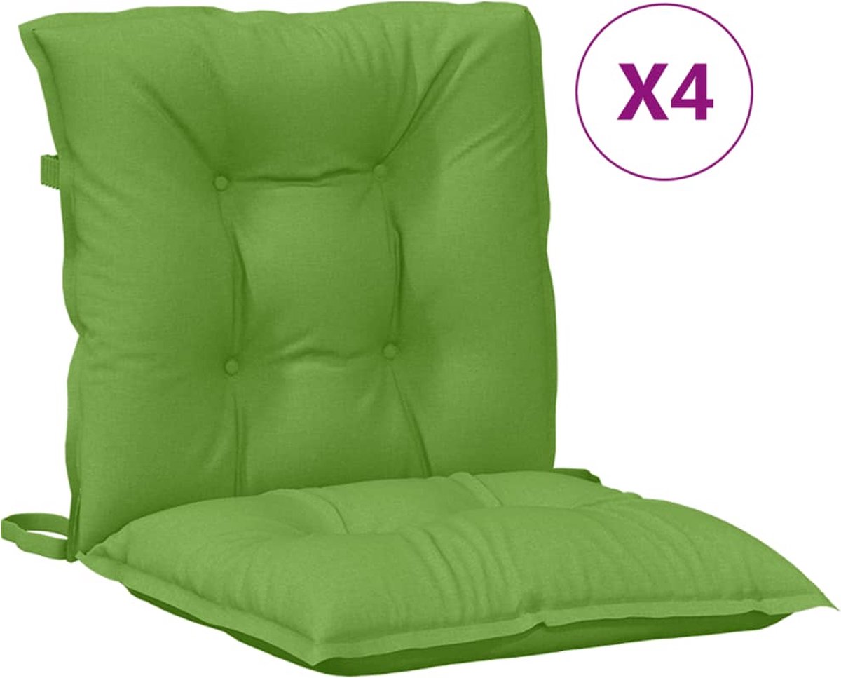vidaXL - Stoelkussens - 4 - st - lage - rug - 100x50x7 - cm - stof - gemêleerd - groen