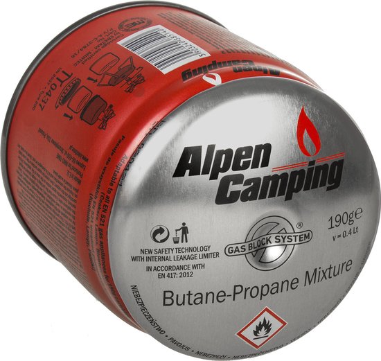 Alpen Camping - Set van 24 stuks Gaspatroon - certificaat: Pi 0437, voldoet aan EN417 - propaan-butaan, bereik -10°c tot + 40°c, GAS STOP systeem IK006 van Merkloos — afbeelding 2
