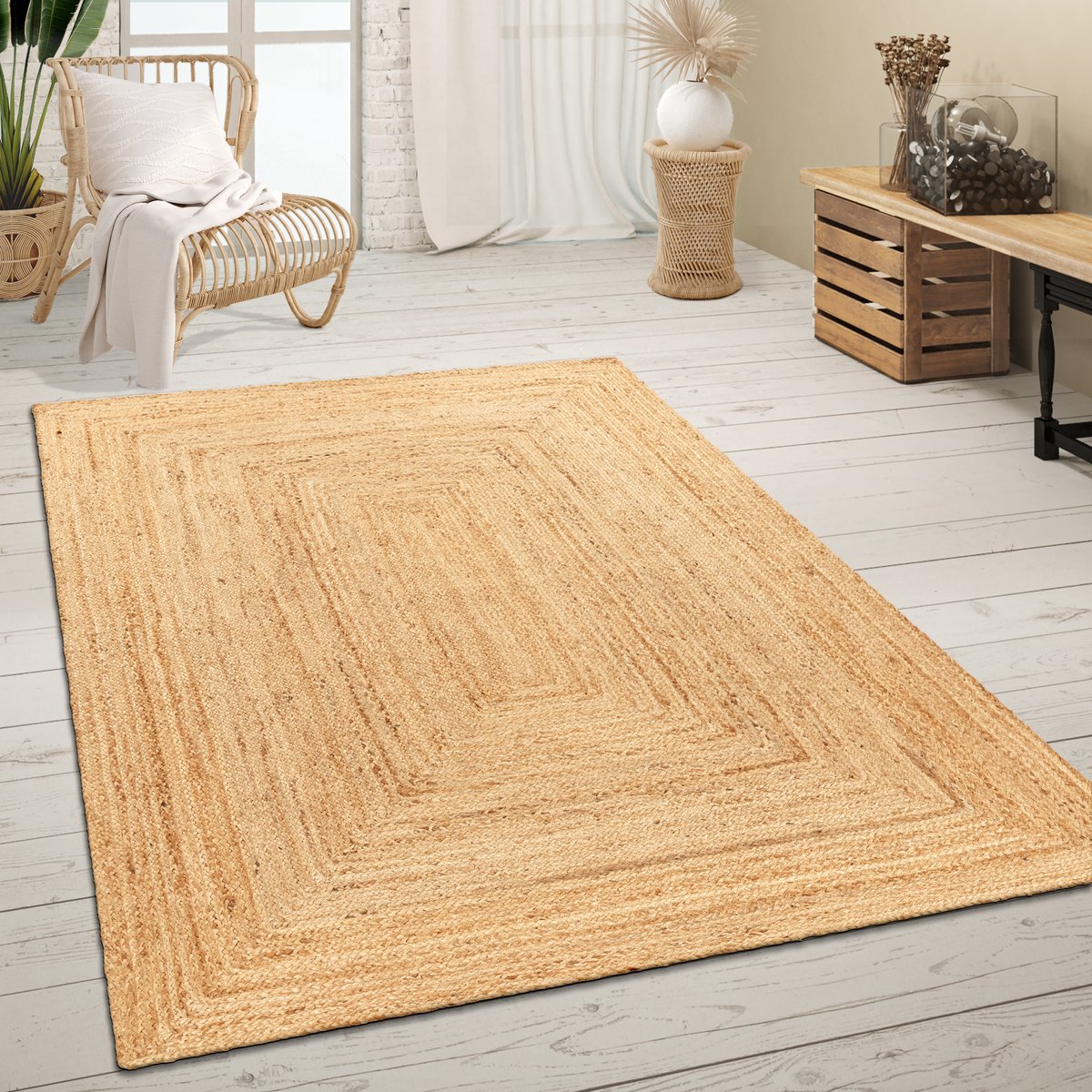 Paco Home Vloerkleed Woonkamer Natuurvezel Jute Handgemaakt Abstract Modern Patroon 160x230 cm