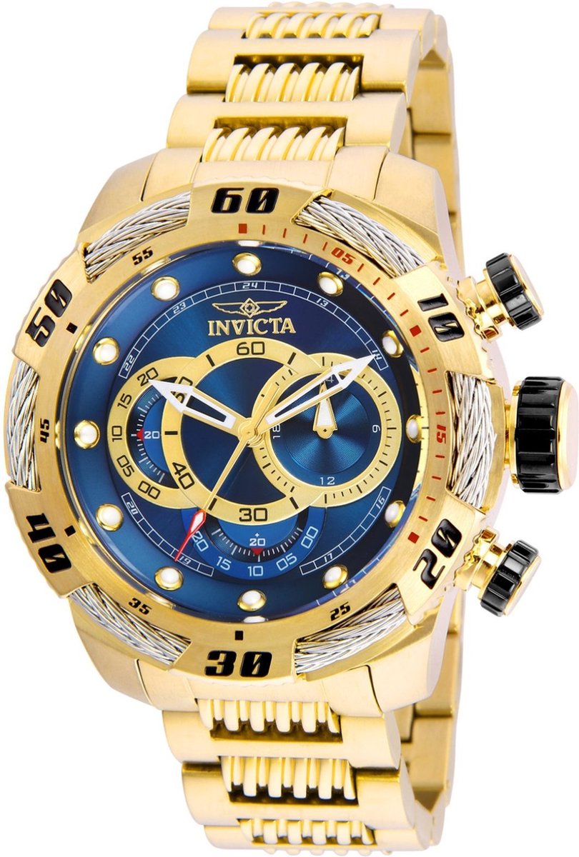 Invicta Speedway 25483 Heren Horloge - Waterdicht - Analoog - Quartz Uurwerk - Roestvrij Staal met blauwe Wijzerplaat - 50mm