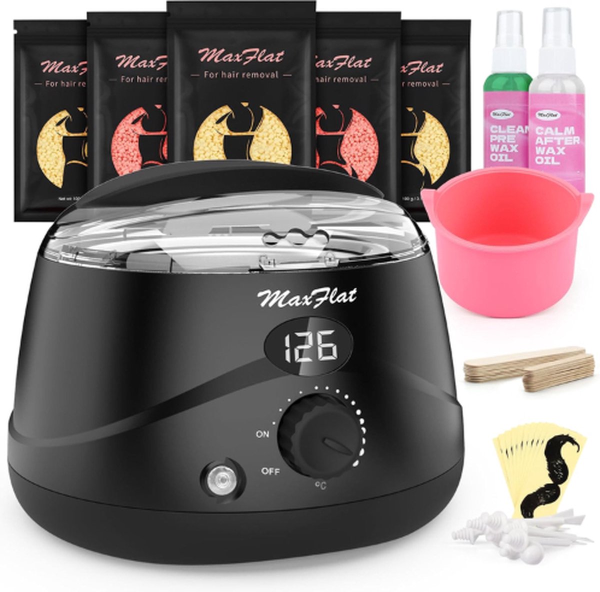 Goedkoopste MaxFlat® Wax Apparaat (Met Wax Set) - Wax Ontharen - Wax apparaat ontharen - Wax Verwarmer - Ontharingsapparaten - Ontharingsapparaat - Wax Apparaat Set - Wax Machine - Wax Beans - Wax Parels