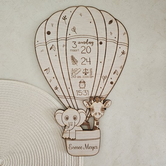 Houten gepersonaliseerde geboortebordjes - kraaamcadeau - babyshower - cadeautip - geboorte van Woodstag — afbeelding 3