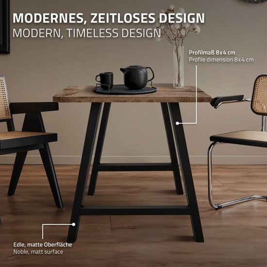 Set van 2 tafelpoten X-Design zwart, 60x72 cm, gepoedercoat