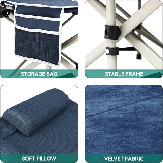 Opvouwbare campingbedjes voor volwassenen, robuust veldbed met matras, sterke dikkere buizen, slaapbed voor buitenreisbureau, blauw van FE Active — afbeelding 4