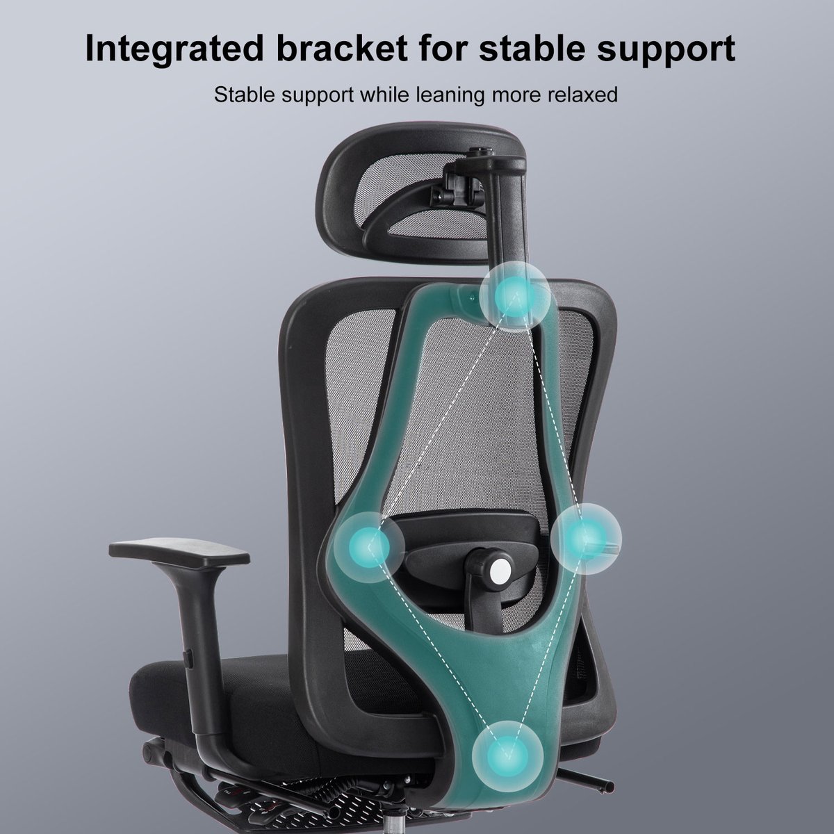 FOXSPORT Bureaustoel - Verstelbare hoofdsteun, armsteun, lendenkussen - met voetsteun - Computerstoel - Voor Gamen/Kantoor/Thuiswerken - met kledingrek - Office Chair - Ergonomische Gamestoel - Zwart – foto 3