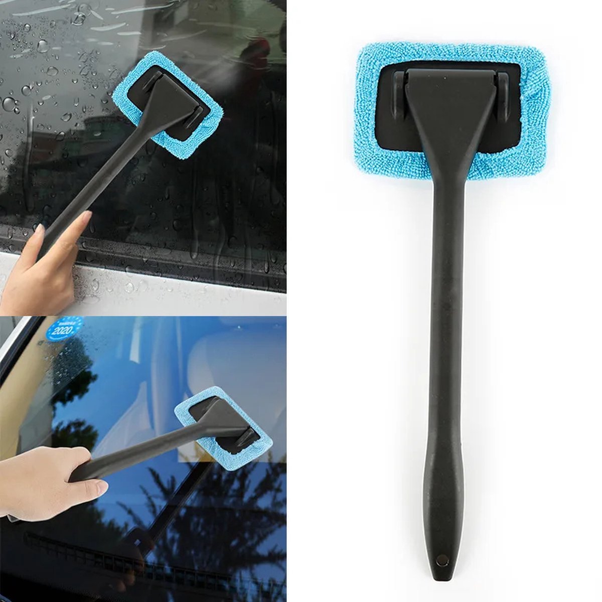auto raam reinings borstel set - raamwisser auto - window cleaner - auto raam doek - microfiber - autoaccessoires - lange steel - borstel met auto raam doek - auto - winodw cleaner car - IXEN