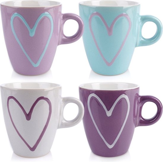 Mokken Keramiek 230 ml 4 stuks - Set - Bekers - Koffiebekers - Kopjes - Koffiemok