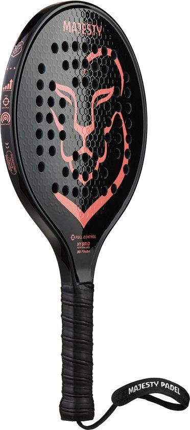 Salmon Padel Racket Majesty Royal Light Salmon Padel Racket Inclusief Polskoord, Ronde vorm ...