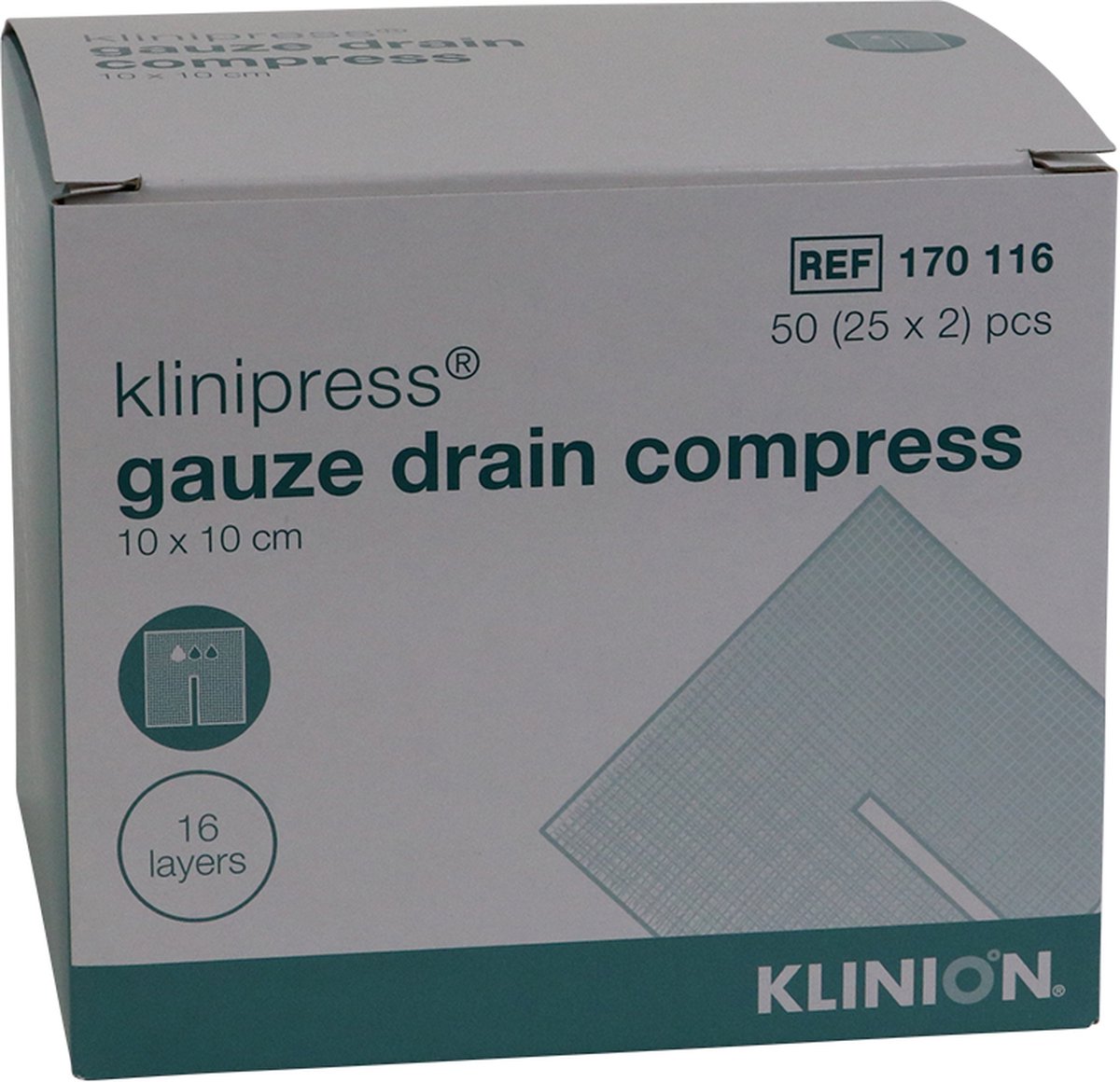 Goedkoopste Klinion hg drainkompres, steriel, 10 x 10cm, 25x2 stuks