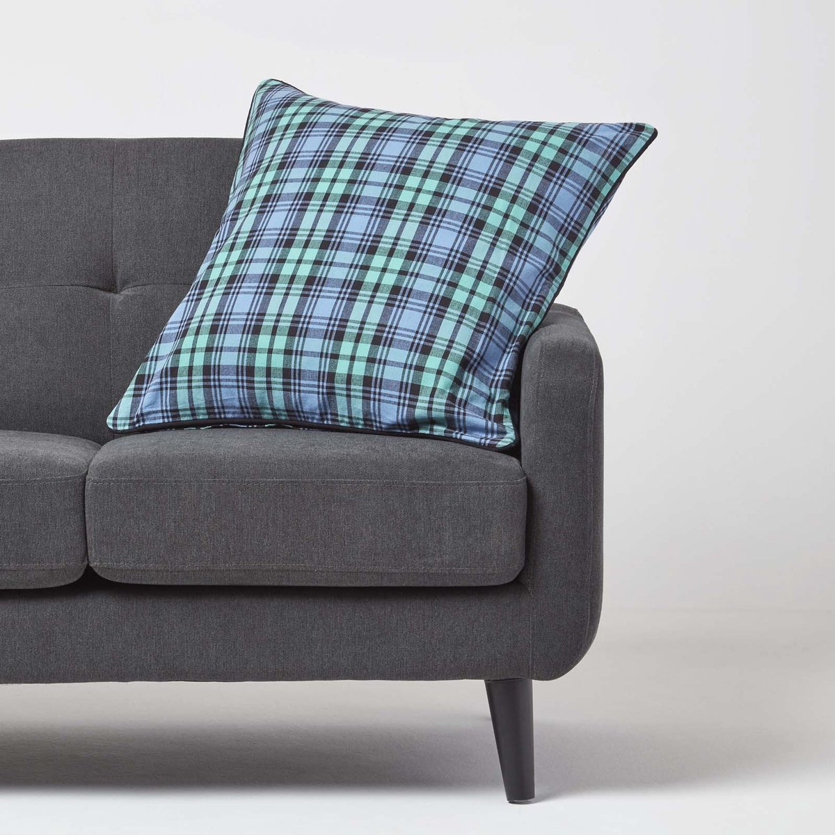 Homescapes Blackwatch Blauwe Tartan Kussenhoes 60x60cm Grün, Blauw, Schwarz