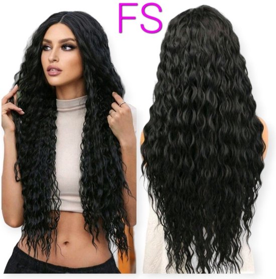 Foto: Frazimashop hittebestendige pruik pruiken dames diep golf pruik 32 inches 80 cm luxe krullen 13x1 t lace front wigs