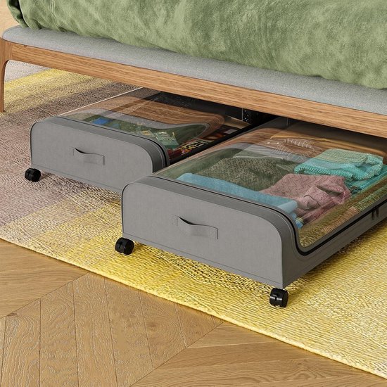 Opvouwbare opbergkast voor onder het bed met metalen laden - Grijs