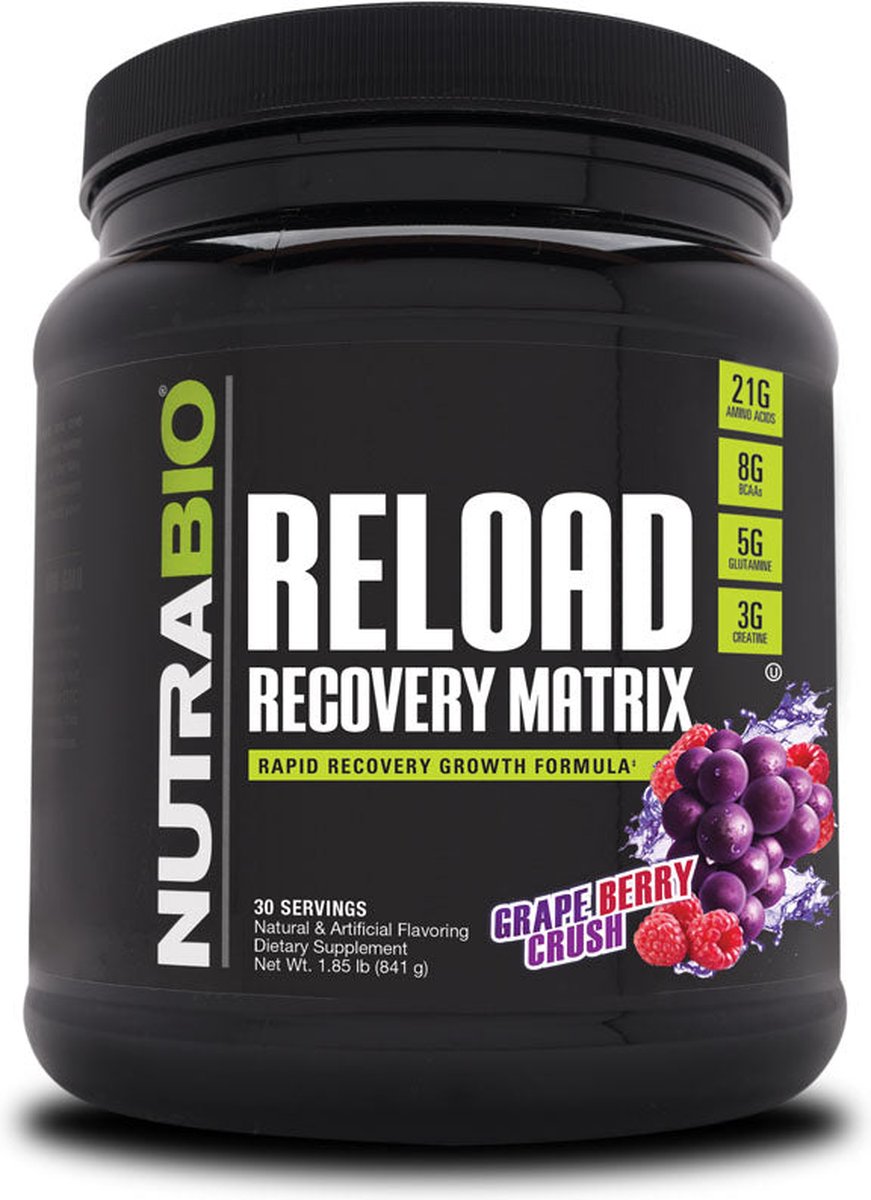 Goedkoopste Nutrabio NutraBio RELOAD De Ultieme Herstelformule voor Maximale Spiergroei en Herstel - 30 porties Passion Fruit
