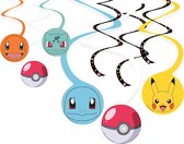 Amscan Pokemon themafeest rotorspiralen hangdecoratie - 6x - papier - 40/60 cm